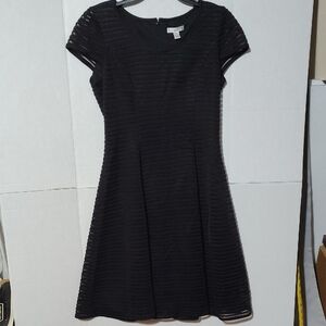 London Style Black A-Line Midi Dress -C